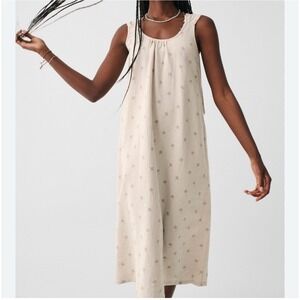 Faherty Dream Cotton Gauze Sintra Cover Up Dress Size XXS‎ Beige Palm Trees